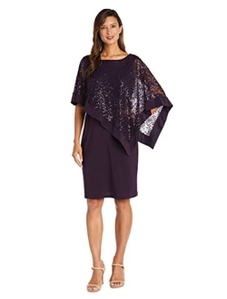 Women's Plus Size Short Laced Poncho Dress Large