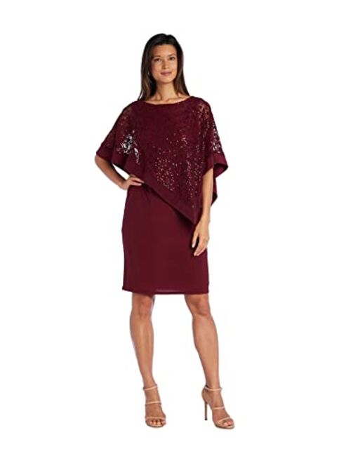 R&M Richards Women's Plus Size Short Laced Poncho Dress Large