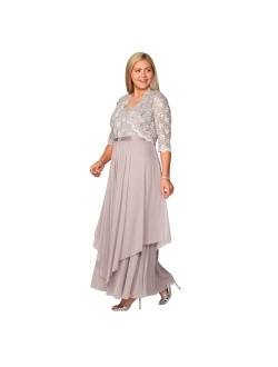 Long Mother of The Bride Formal Dress| Sleeveless with Matching 3/4 Sleeve Lace Jacket