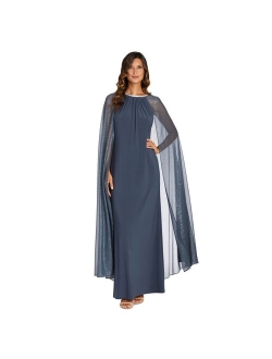 Plus Size Long Formal Cape Gown