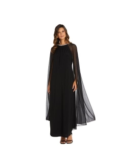 Plus Size Long Formal Cape Gown