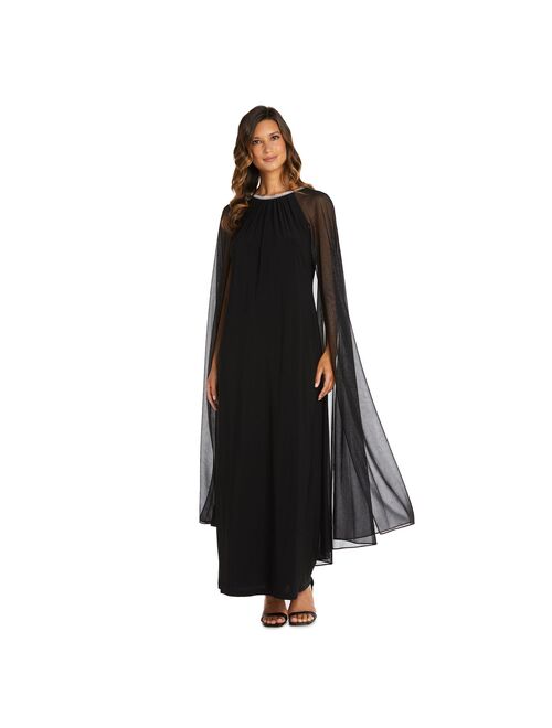 R&M Richards Plus Size Long Formal Cape Gown