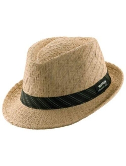 Weaved Toyo Fedora with Striped Black Band