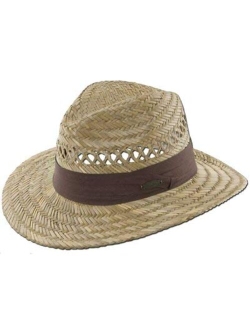 Safari Straw Hat - Lightweight, 3" Big Brim, Inner Elastic Sweatband, 3-Pleat Ribbon Hat Band