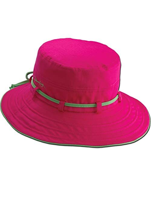 Panama Jack Women's Contrast Cotton Bucket Sun Hat with Sizing Tie, 3" Brim