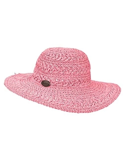 Women's Crocheted Toyo Sun Hat with Sizing Tie, 4" Big Brim