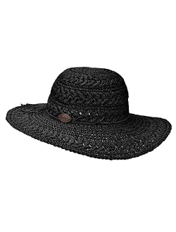 Women's Crocheted Toyo Sun Hat with Sizing Tie, 4" Big Brim