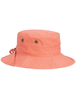 Women's Bucket Hat - Palm Print Underbrim, Packable, Adjustable, UPF (SPF) 50  UVA/UVB Sun Protection, 3" Brim