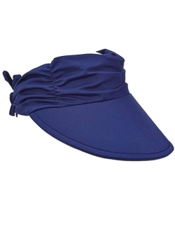 Women's Sun Visor Hat - Lightweight, Packable, Adjustable Tie, 4" Wide Floating Big Brim with Embroidered Logo