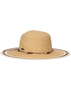 Women's Sun Hat - Straw Paper Braid, Wood Beads, Packable, UPF (SPF) 50  UVA/UVB Sun Protection, 4" Big Brim