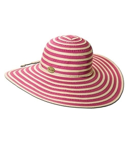 Women's Ribbon Toyo and Paper Braid Floppy Sun Hat with Sizing Tie, 5" Big Brim