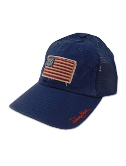 USA Baseball Cap - Lightweight, American Flag Patch, Mesh Backing, 3" Wide Bill Brim, T-Slide Closure