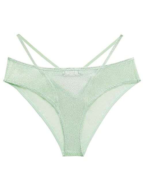 Savage x Fenty Womens Going Platinum Mesh Cheeky Panty