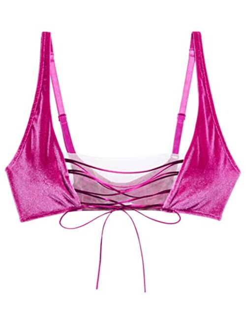 Savage x Fenty Womens Velvet Vixen Lace-Up Bralette