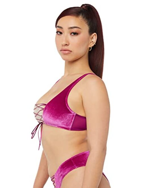 Savage x Fenty Womens Velvet Vixen Lace-Up Bralette