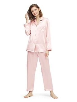 Silk Pajamas for Women Comfy 100% Mulberry Silk Pajama Set for Spring Summer Fall (16MM/19MM)