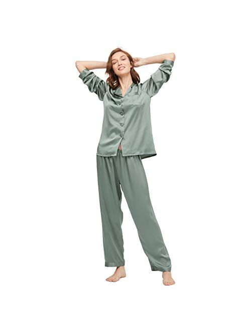 LilySilk Silk Pajamas for Women Comfy 100% Mulberry Silk Pajama Set for Spring Summer Fall (16MM/19MM)