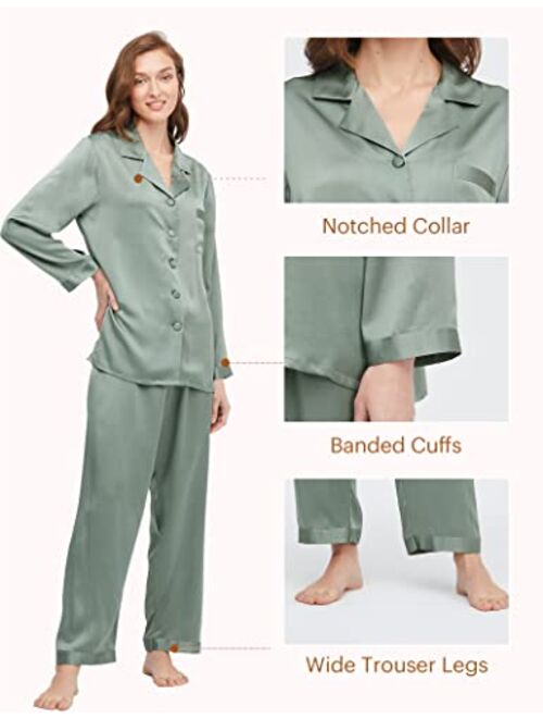 LilySilk Silk Pajamas for Women Comfy 100% Mulberry Silk Pajama Set for Spring Summer Fall (16MM/19MM)