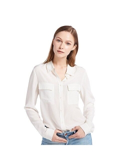 Silk Shirts for Women 100% Long Sleeve Ladies Shirts 18 Momme Silk Tops