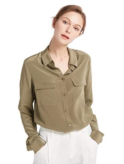 Silk Shirts for Women 100% Long Sleeve Ladies Shirts 18 Momme Silk Tops