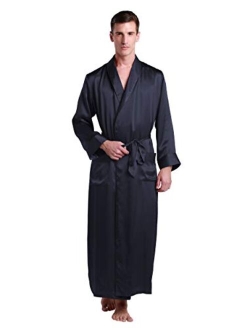 Mens Real Silk Robe 22 Momme Bath Robes Luxury Contrast Full Length 100 Silk Male Long