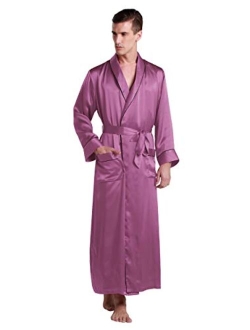 Mens Real Silk Robe 22 Momme Bath Robes Luxury Contrast Full Length 100 Silk Male Long