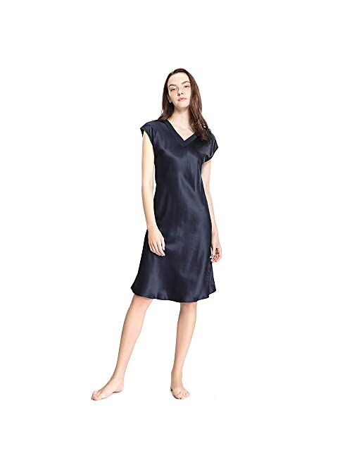 LilySilk Silk Nightgowns for Women 100 Long V Neck 22 Momme Mulberry Silk Nightdress