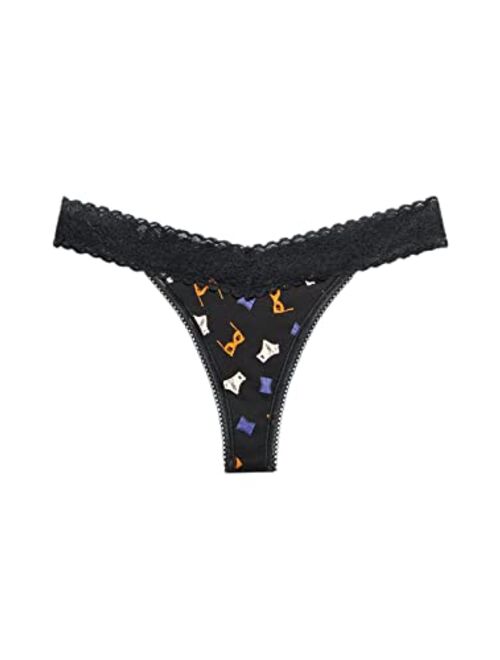 Savage X Fenty, Women's, Cotton Essentials Thong, Low-rise, Minimal coverage, Allover print, Cotton jersey