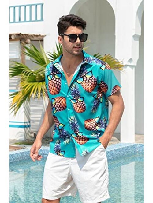 Goodstoworld Men's Novelty Hawaiian Button Down Shirts