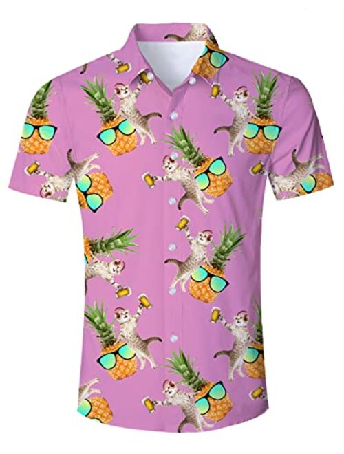 Goodstoworld Men's Novelty Hawaiian Button Down Shirts