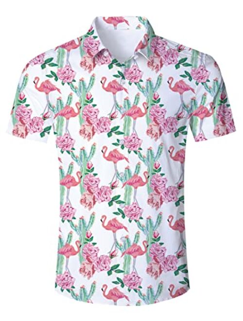 Goodstoworld Men's Novelty Hawaiian Button Down Shirts