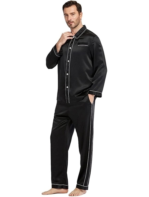 LilySilk Silk Pajamas Set for Men Christmas 22 Momme Most Comfortable Sleepwear