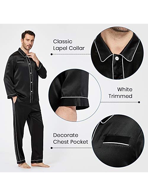 LilySilk Silk Pajamas Set for Men Christmas 22 Momme Most Comfortable Sleepwear