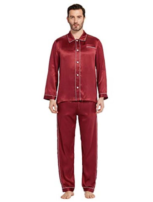 LilySilk Silk Pajamas Set for Men Christmas 22 Momme Most Comfortable Sleepwear