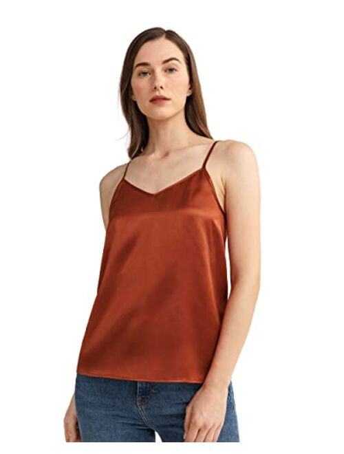 LilySilk Women's Silk Camisole 100 Mulberry 22MM V Neck Front and Back Basic Soft Tank Tops for Ladies