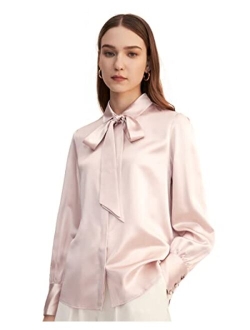 X MIM 2 in 1 Silk Shirts for Women 100% 22 Momme Silk Blouse Long Sleeve Ladies Tops