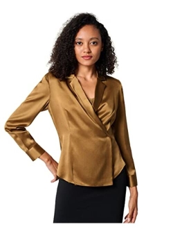 X MIM Silk Blazer Blouse for Women Long Sleeve Ladies Tops 100% 22 Momme Silk Shirts