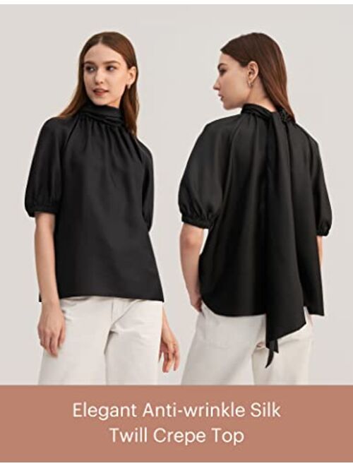 LilySilk Silk Shirt Womens 22 Momme Twill Crepe Elegant Plain Blouse with Back Flows for Casual Work