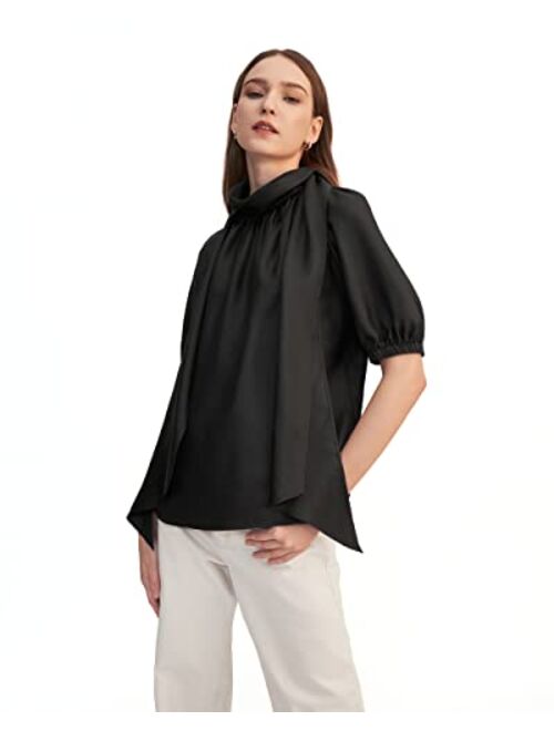 LilySilk Silk Shirt Womens 22 Momme Twill Crepe Elegant Plain Blouse with Back Flows for Casual Work