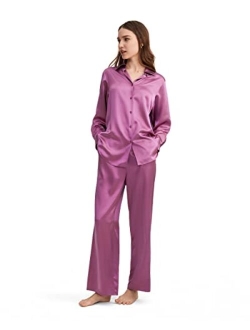 Silk Pajama Set for Women 22 Momme Silk Comfy Ladies Sleepwear Loungewear Button Down Lightweight 2PC PJ Set