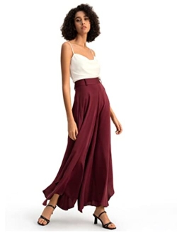 Women's Wide Leg Silk Pants High Waist Palazzo Pant