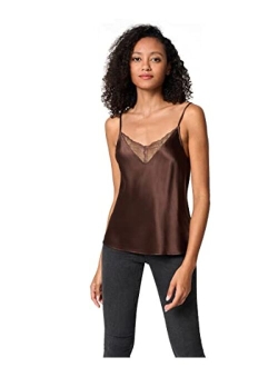 X MIM Lace Silk 2 in 1 Camisole 100% Mulberry Silk Cami Tank Tops for Women Ladies