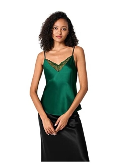 X MIM Lace Silk 2 in 1 Camisole 100% Mulberry Silk Cami Tank Tops for Women Ladies