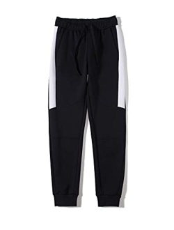 Tronjori Boys Pull on Active Sweatpants Elastic Waistband with Drawcord Side Panel