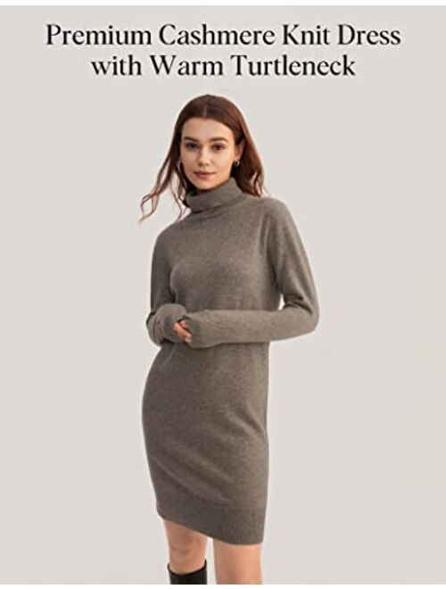 LilySilk Womens Cashmere Knit Dress Ladies Long Pullover Sweatshirt Causal Sweater Dress with Turtleneck