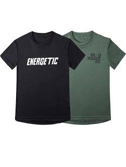 Tronjori Boys' Short Sleeve Gym Athletic Active Sports T-Shirt 2-Pack Tee Shirt