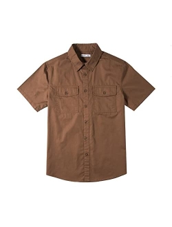 Tronjori Boys Short Sleeve Button Down Casual Woven Shirt Two Pockets