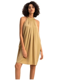 Stella Silk Dress for Women A Line Short Mini Sexy Halter Neck Dresses Summer Party Club Soft