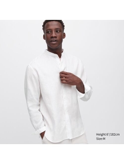 Premium Linen Stand Collar Long-Sleeve Shirt