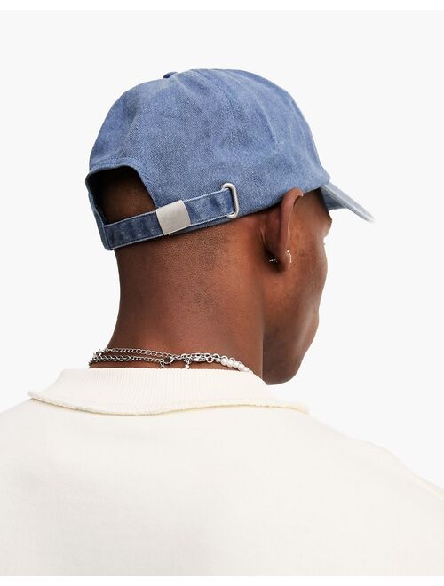 ASOS DESIGN soft baseball cap with Paris embroidery in washed blue